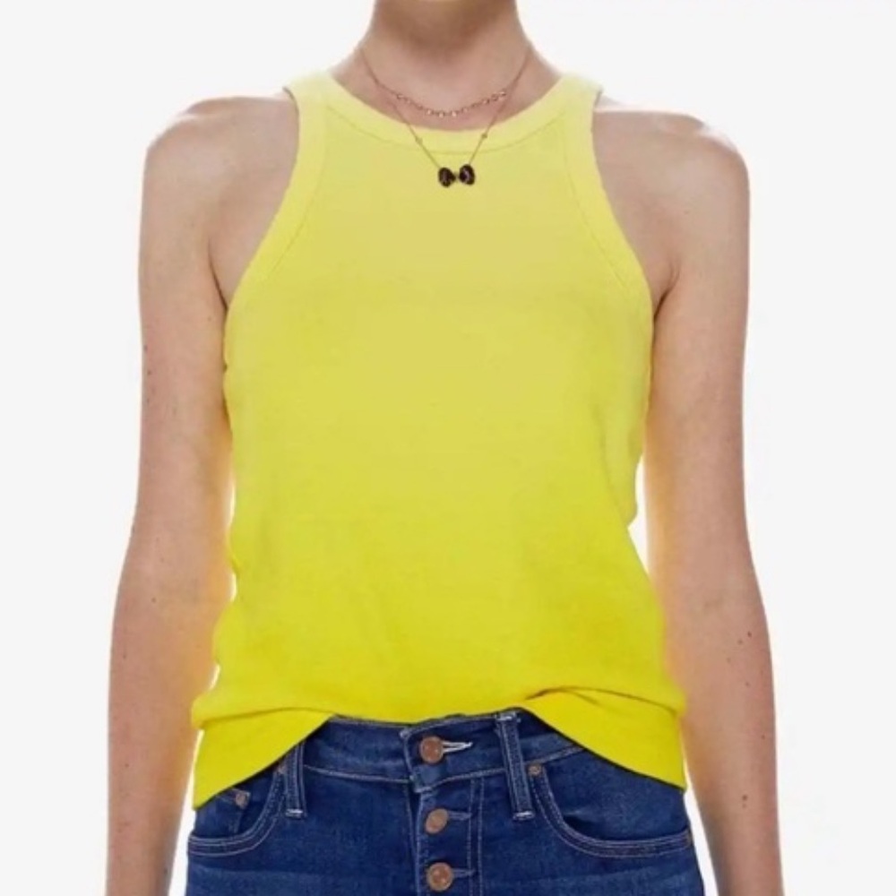 MOTHER Vibrant Yellow Ribbed Tank Top - XL Chin Ups Tank